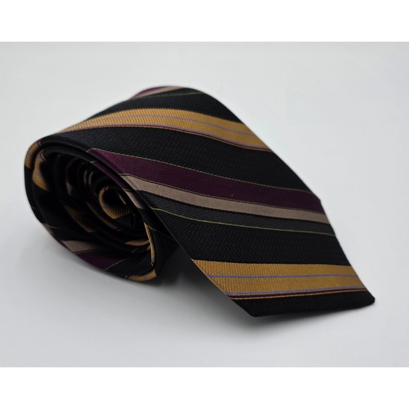 New Robert Talbott Silk Striped Necktie Hand Made Monterey California USA
